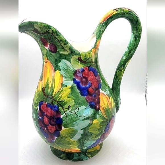 𝅺 Italian pitcher floral hand painted vintage vase - Picture 1 of 9